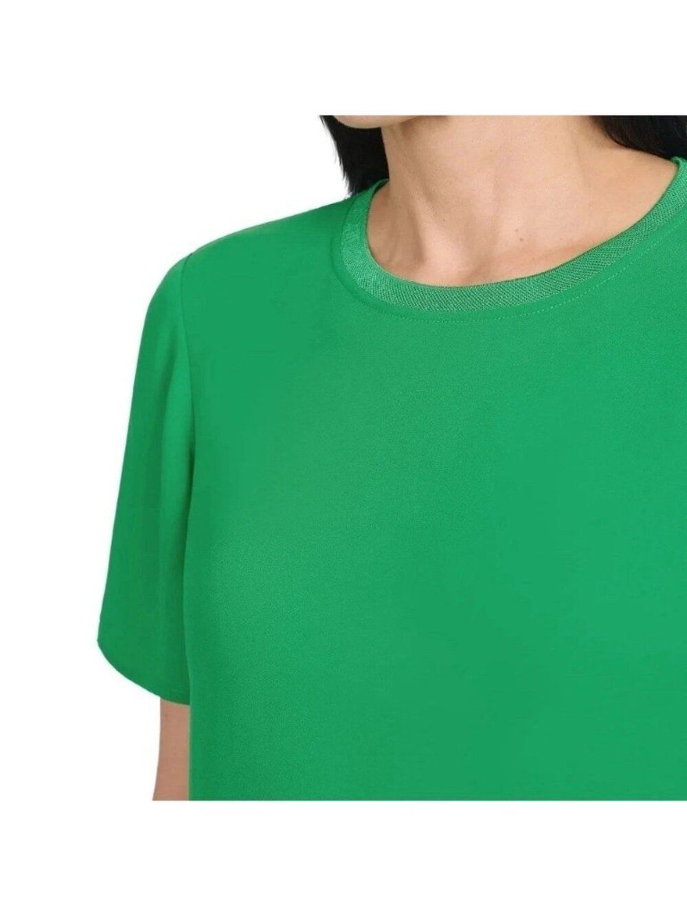 NWT Hilary Radley Women's L Green Layered Short Sleeve Blouse Chiffon B1330 - Picture 3 of 14